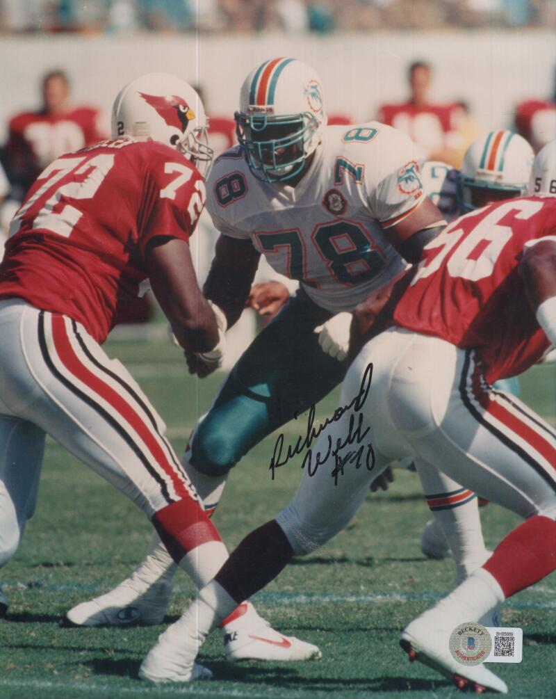 RICHMOND WEBB DOLPHINS SIGNED AUTOGRAPHED 8X10 PHOTO BECKETT BH95669