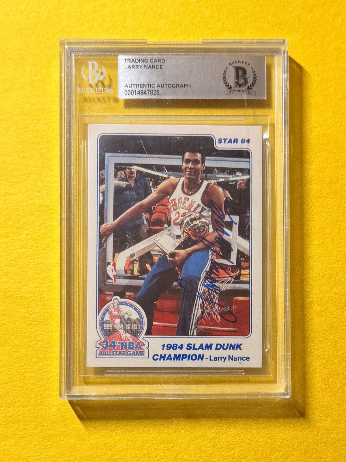 1984 STAR LARRY NANCE 84 SLAM DUNK CHAMP SIGNED AUTO CARD BECKETT AUTHENTIC
