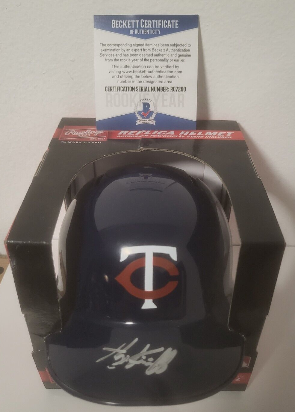 ALEX KIRILLOFF MINNESOTA TWINS SIGNED AUTOGRAPHED RAWLINGS MINI HELMET BECKETT