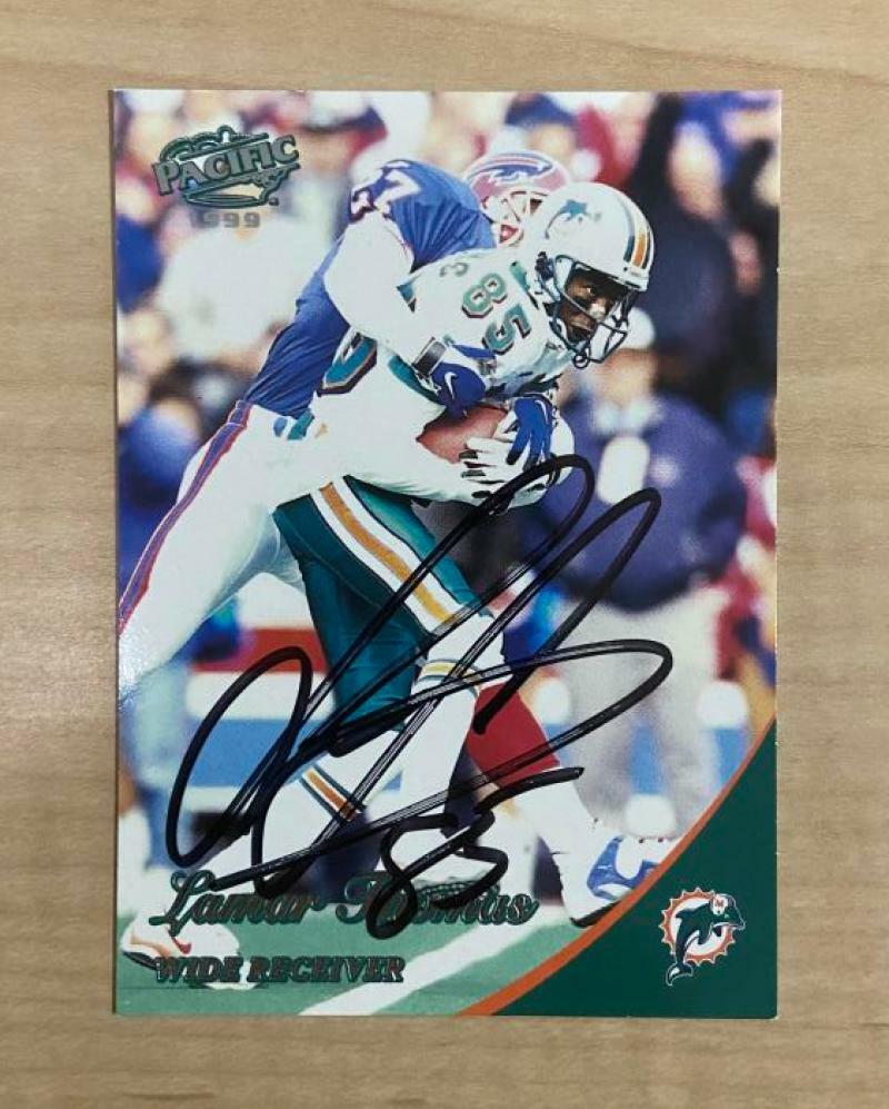 LAMAR THOMAS MIAMI DOLPHINS SIGNED AUTOGRAPHED 1999 PACIFIC CARD #214 W/COA