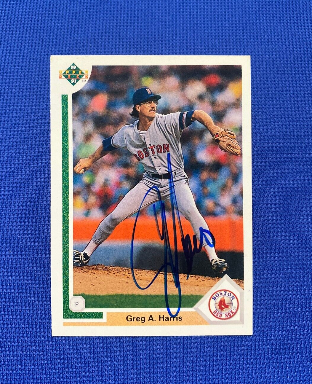 1991 UPPER DECK GREG HARRIS BOSTON RED SOX SIGNED AUTOGRAPH AUTO #509 CARD W/COA