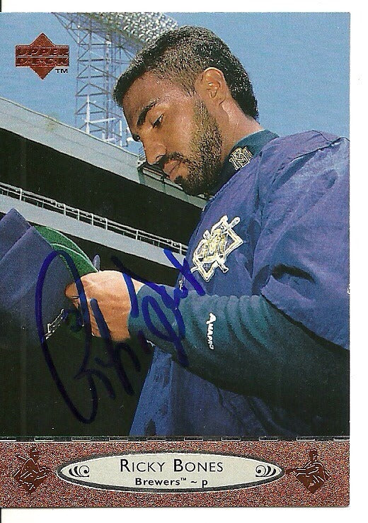 RICKY BONES MILWAUKEE BREWERS SIGNED AUTOGRAPHED 1996 UPPER DECK CARD #362 W/COA