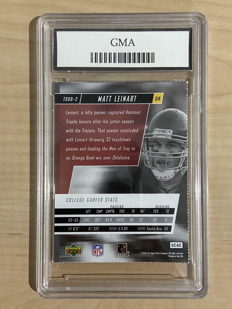 2006 GMA UD TUFF STUFF MATT LEINART USA ROOKIE GEM MT 10