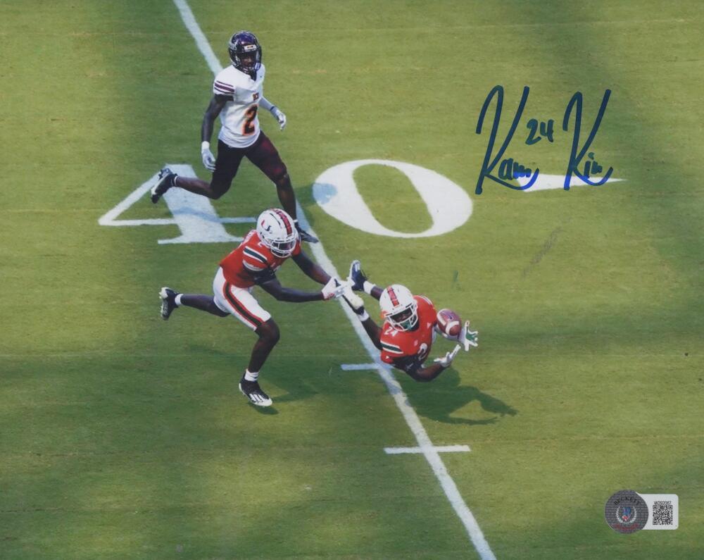 KAM KINCHENS.HURRICANES SIGNED AUTOGRAPHED 8X10 PHOTO BECKETT AUTH
