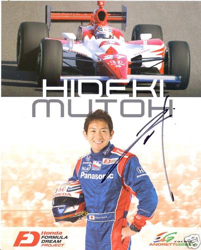 HIDEKI NUTOH ROOKIE OF THE YEAR INDY SIGNED PLAQUE CARD