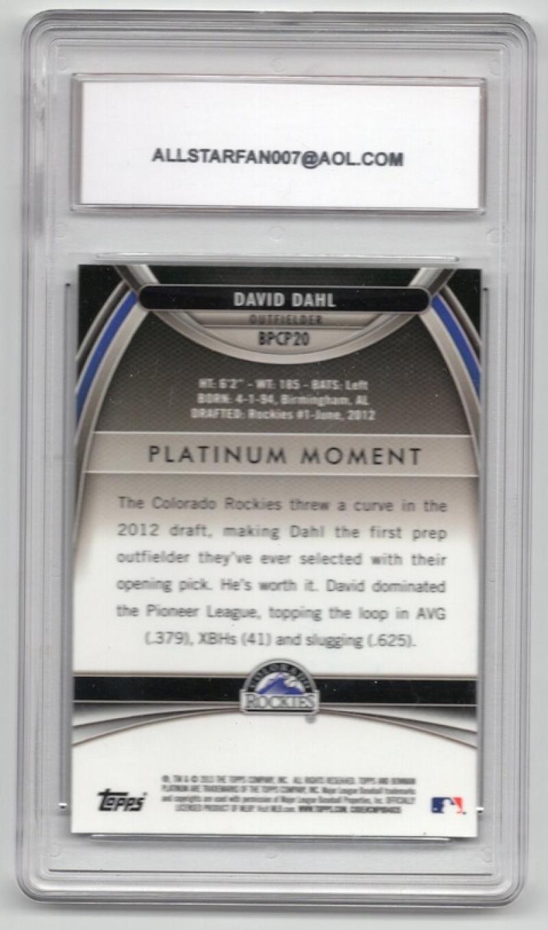 DAVID DAHL SIGNED 2013 BOWMAN PLATINUM ROOKIE ALL STAR CARDS AUTHENTIC CARD AU