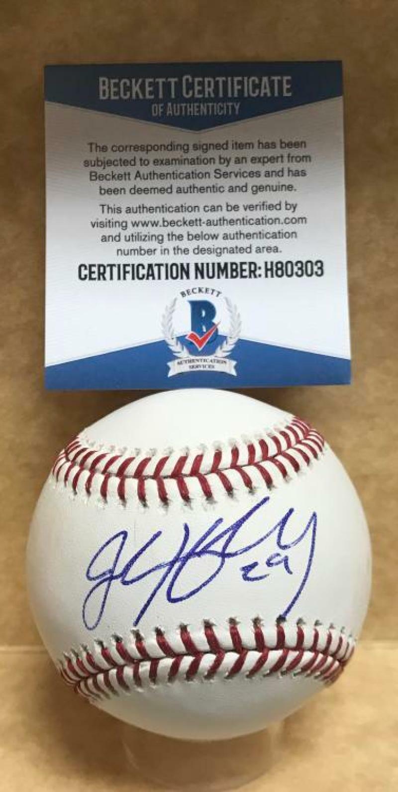 JORDAN HOLLOWAY MIAMI MARLINS SIGNED M.L. BASEBALL BECKETT H80303