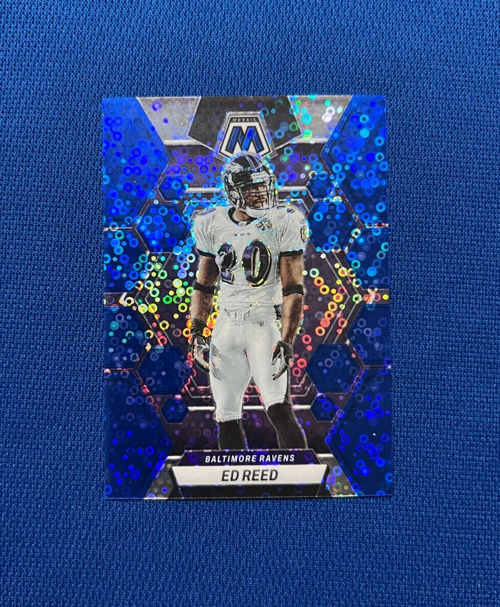 2023 PANINI MOSAIC ED REED BALTIMORE RAVENS BLUE DISCO SPARKLE /75 #19