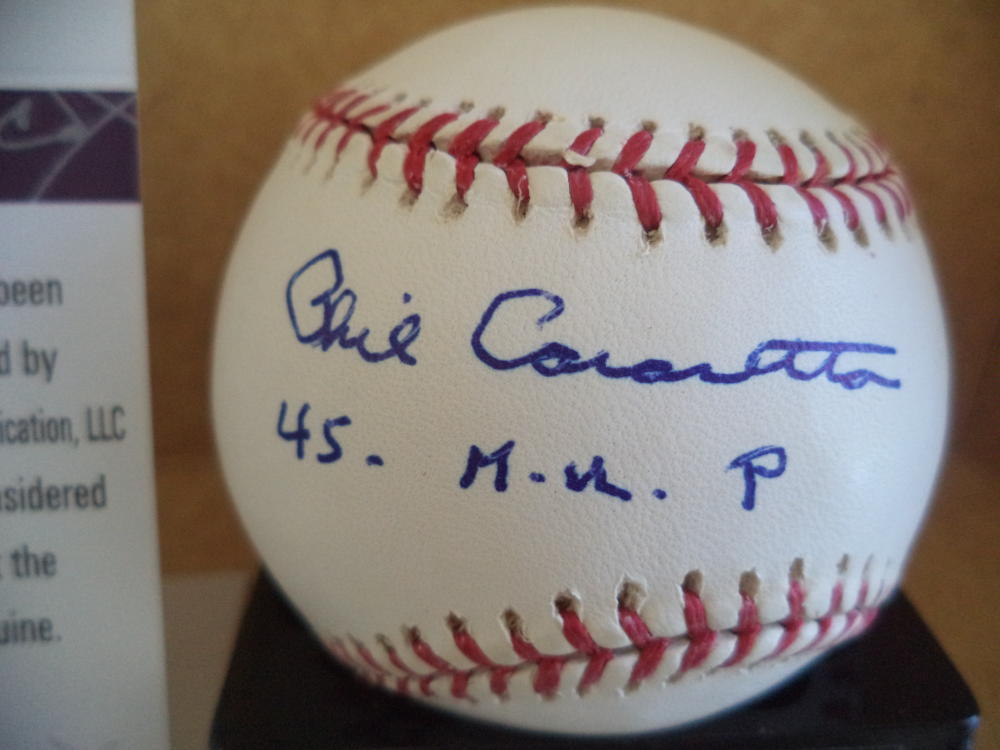 PHIL CAVARRETTA MVP 1945 "CUBS" DECEASED SIGNED AUTO M.L. BASEBALL JSA #S64045