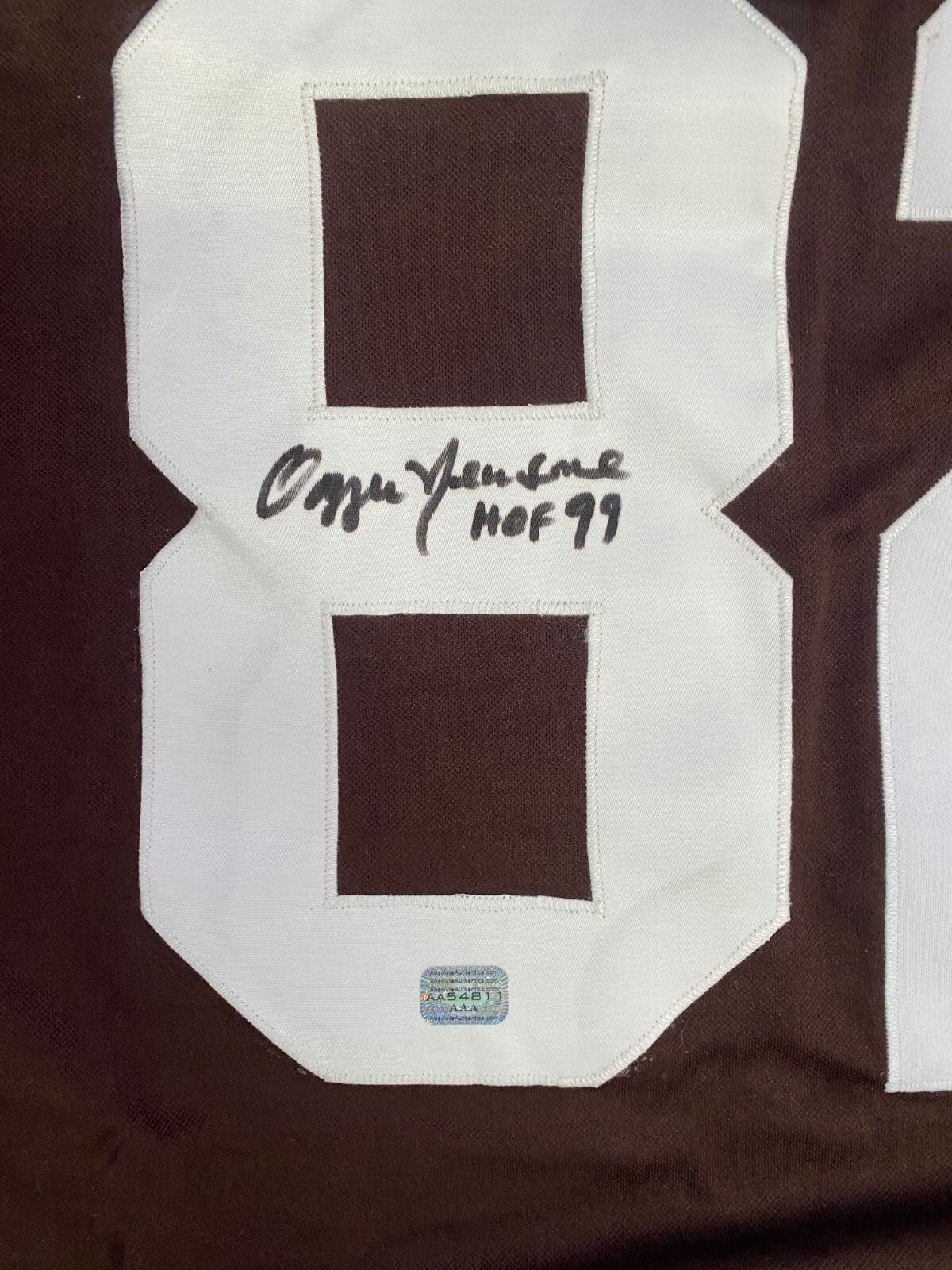 OZZIE NEWSOME #82 HOF 99 CLEVELAND BROWNS SIGNED AUTOGRAPHED CUSTOM JERSEY W/COA