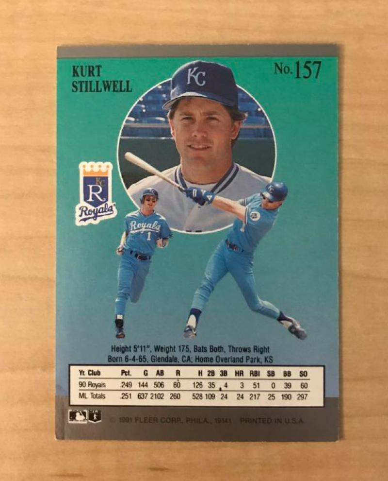 KURT STILLWELL KANSAS CITY ROYALS SIGNED AUTOGRAPHED 1991 FLEER CARD #157 W/COA