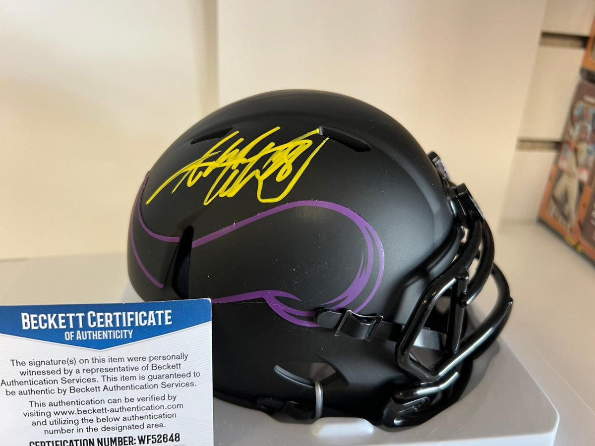 ADRIAN PETERSON MINNESOTA VIKINGS SIGNED AUTOGRAPHED ECLIPSE MINI HELMET BECKETT