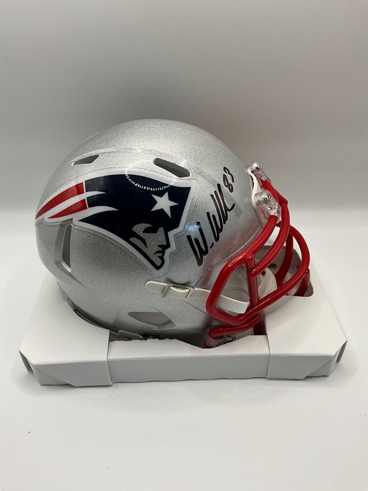 WES WELKER NEW ENGLAND PATRIOTS SIGNED SPEED MINI HELMET JSA
