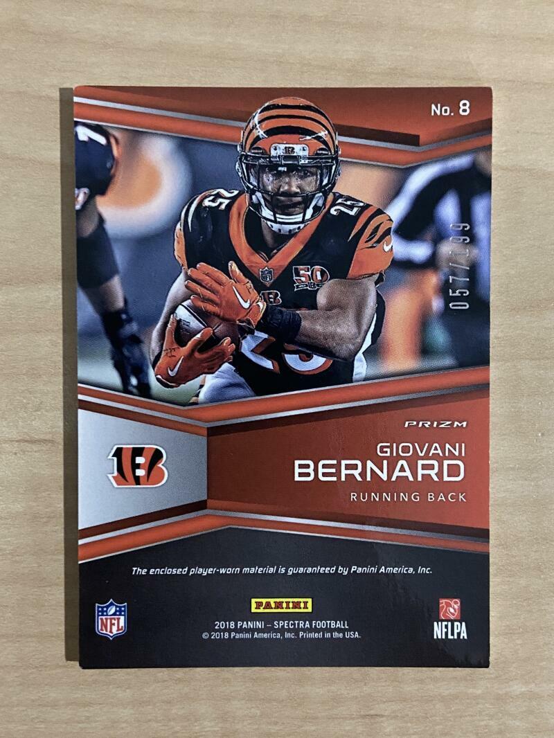 2018 SPECTRA GIOVANI BERNARD BENGALS CATALYSTS JERSEY PATCH #8