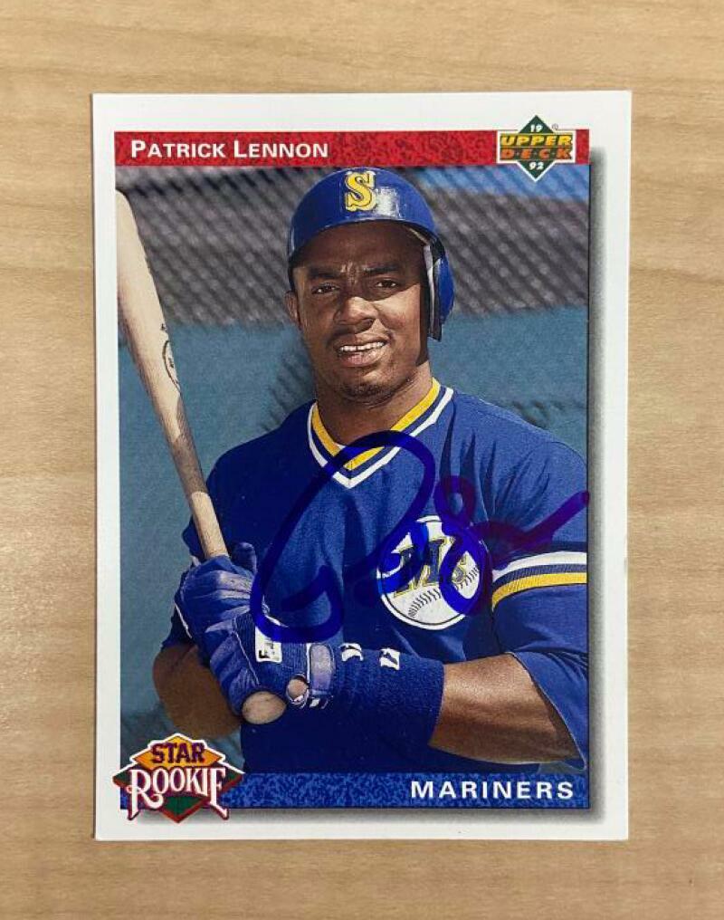 PATRICK LENNON SEATTLE MARINERS SIGNED AUTOGRAPHED 1992 UPPER DECK CARD#13 W/COA