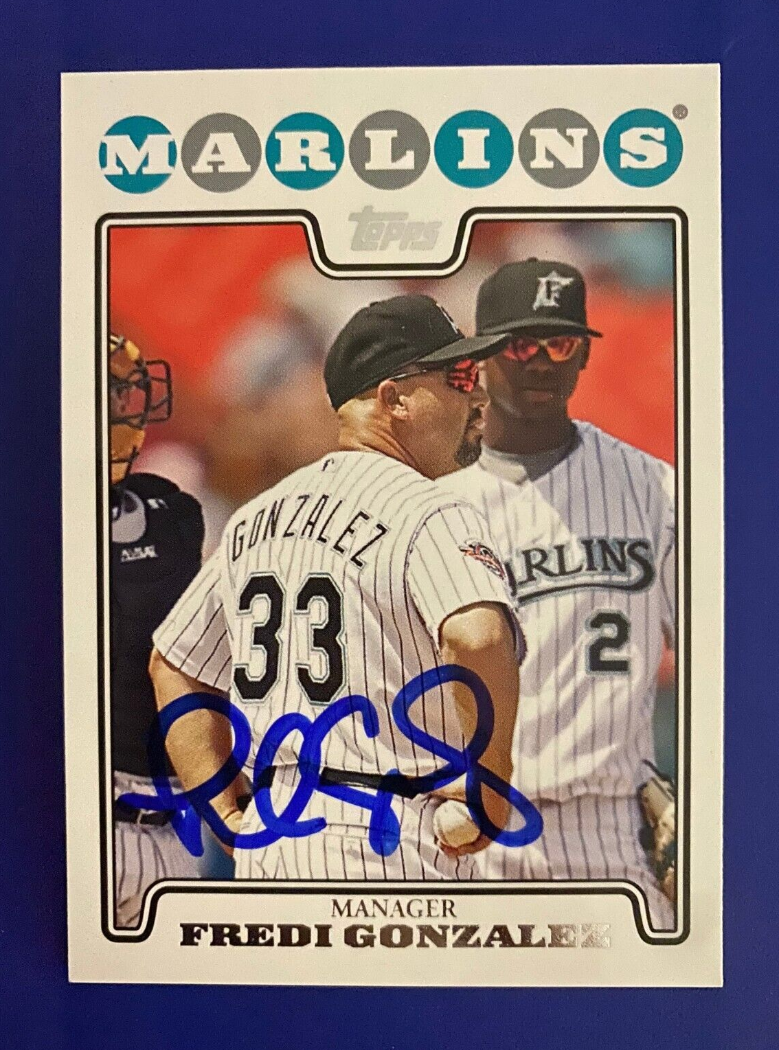 2008 TOPPS FREDDI GONZALEZ MARLINS MANAGER SIGNED AUTOGRAPHED CARD #265 W/COA