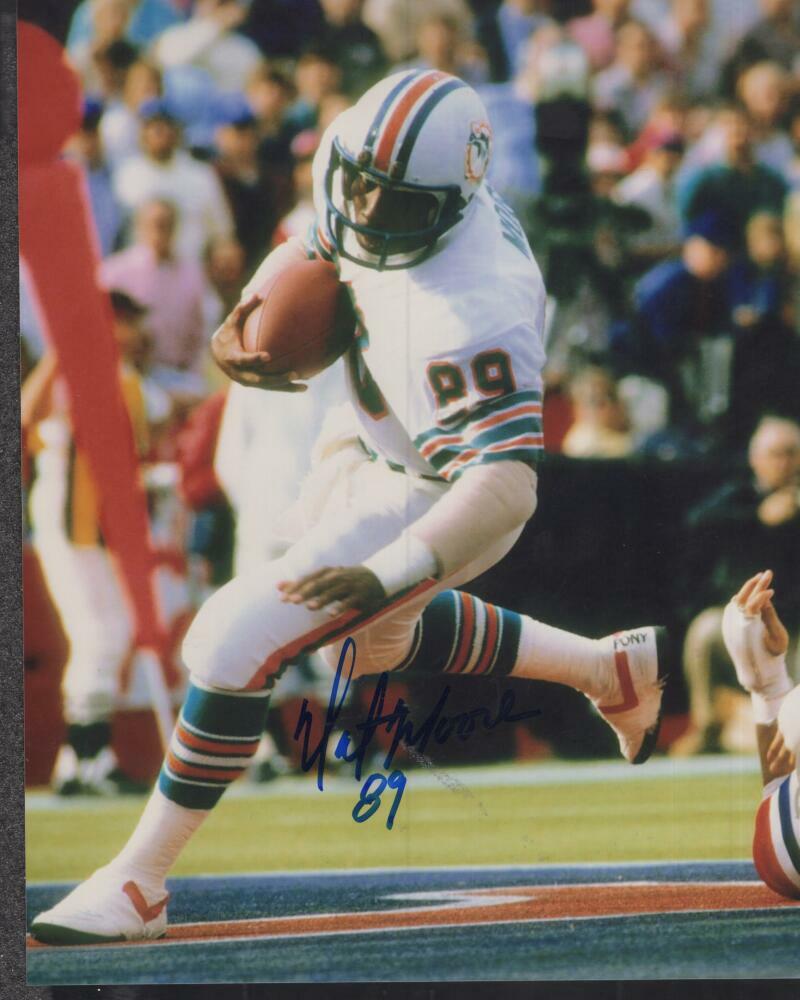 NAT MOORE MIAMI DOLPHINS SIGNED AUTOGRAPHED 8X10 PHOTO W/ COA