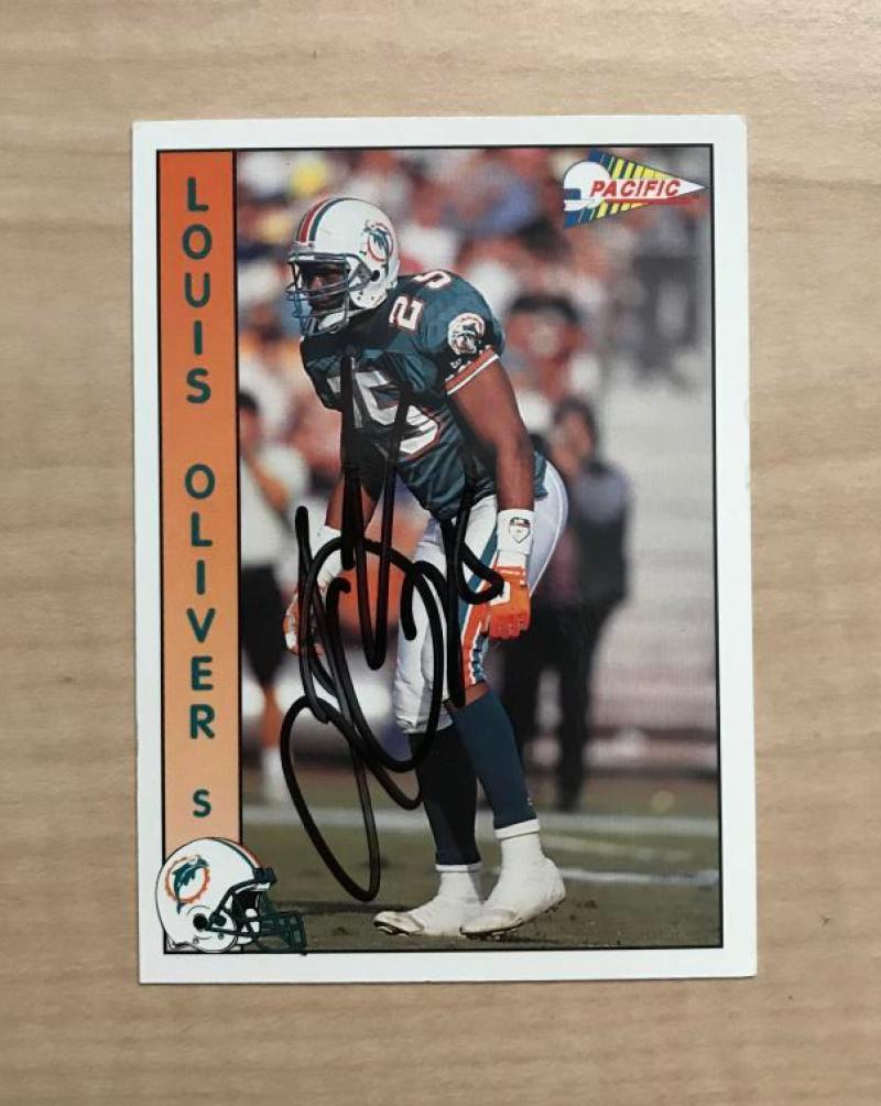 LOUIS OLIVER MIAMI DOLPHINS SIGNED AUTOGRAPHED 1992 PACIFIC CARD #167 W/COA