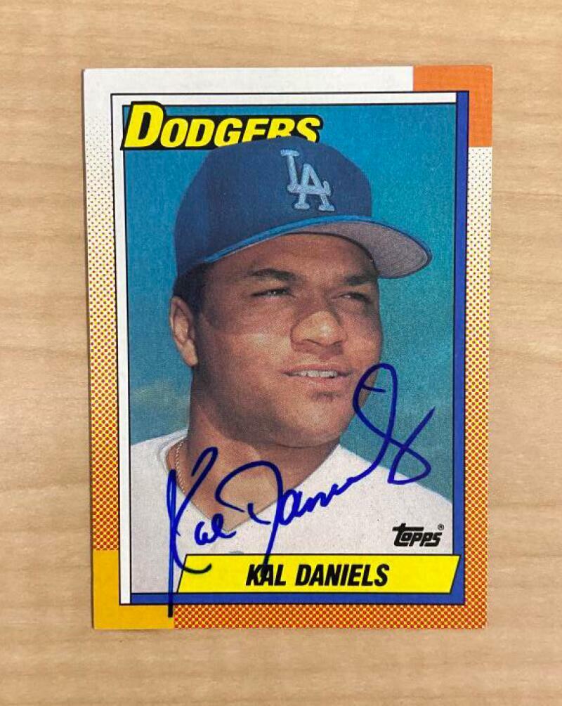 KAL DANIELS LOS ANGELES DODGERS SIGNED AUTOGRAPHED 1990 TOPPS CARD #585 W/COA