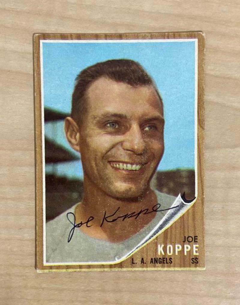 JOE KOPPE LOS ANGELES ANGELS SIGNED VINTAGE 1962 TOPPS CARD #39 W/COA
