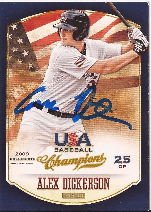 ALEX DICKERSON USA SIGNED AUTOGRAPHED 2013 USA BASEBALL PANINI #109 W/COA