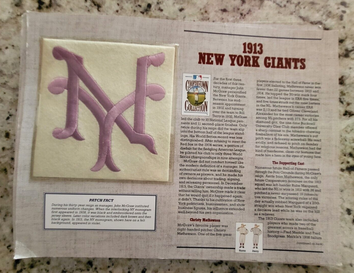 1994 COOPERSTOWN COLLECTION 1913 NEW YORK GIANTS EMBLEM PATCH WILLABEE WARD