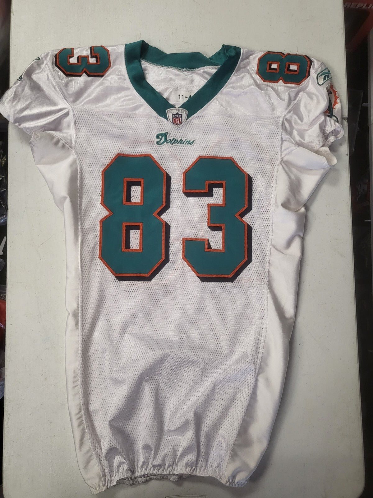 EDMUND GATES MIAMI DOLPHINS #83 GAME USED REEBOK NFL FOOTBALL JERSEY