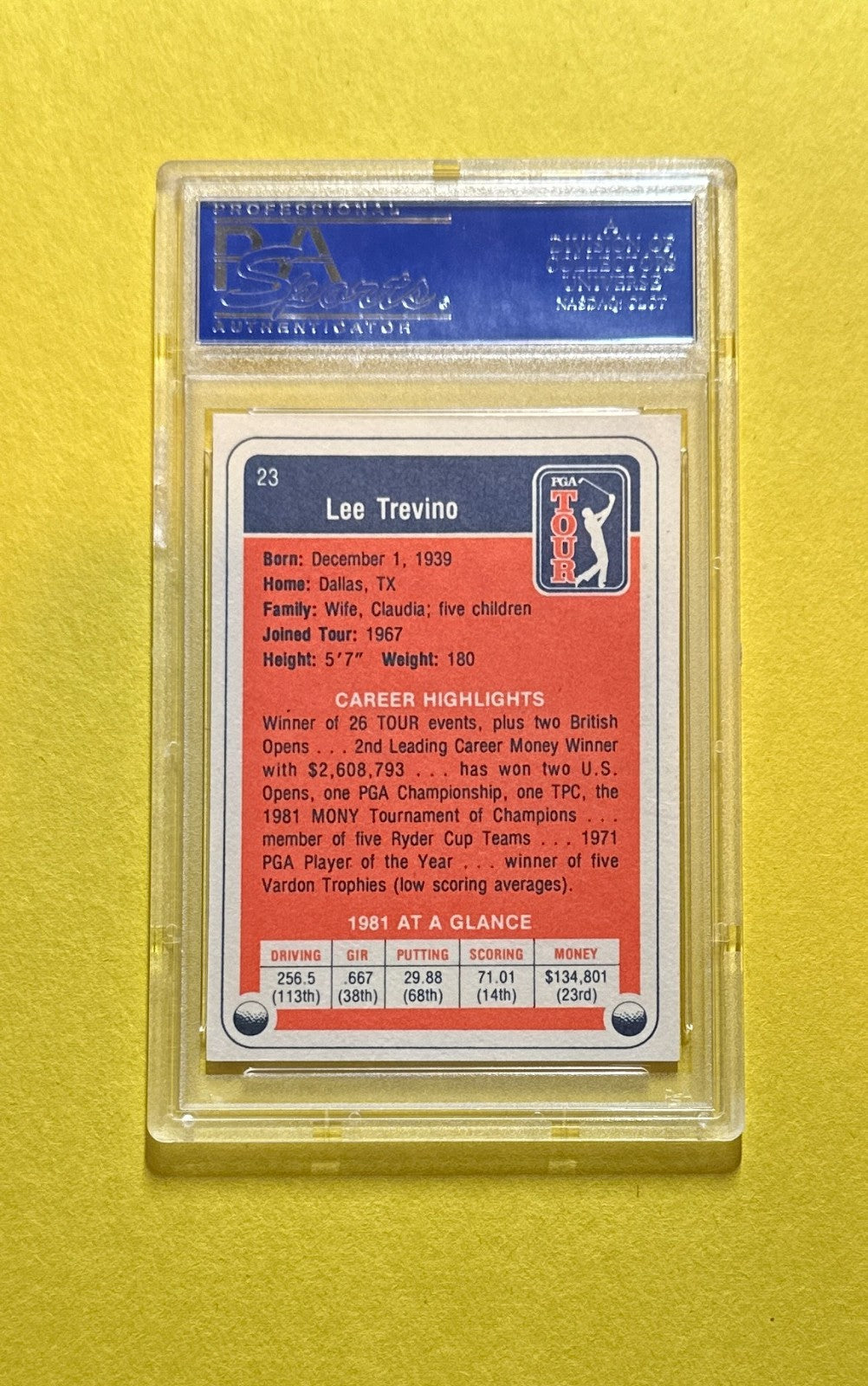 1982 DONRUSS GOLF LEE TREVINO PSA/DNA AUTHENTIC SIGNED AUTO CARD #23