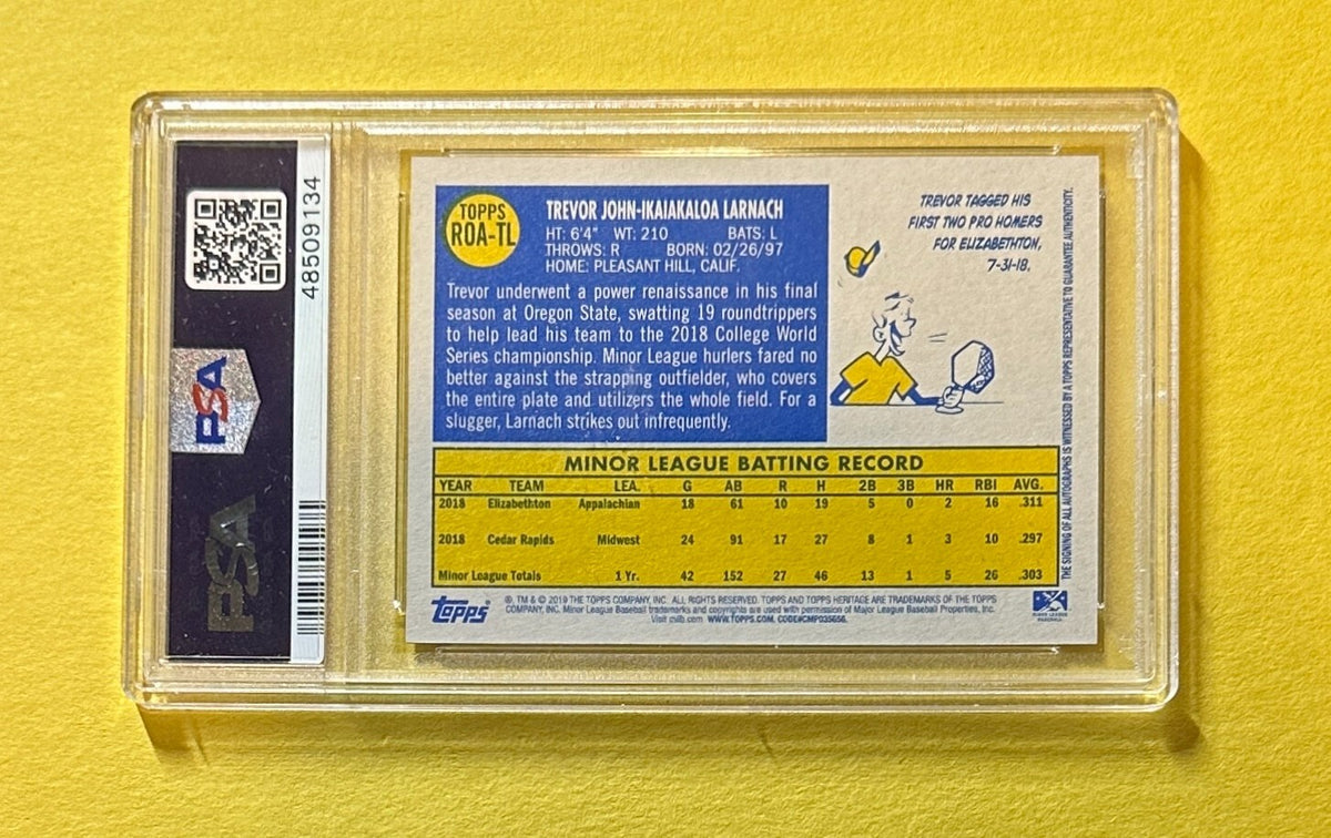 2019 TOPPS HERITAGE MINOR LEAGUE TREVOR LARNACH AUTO #TL PSA GEM MT 10