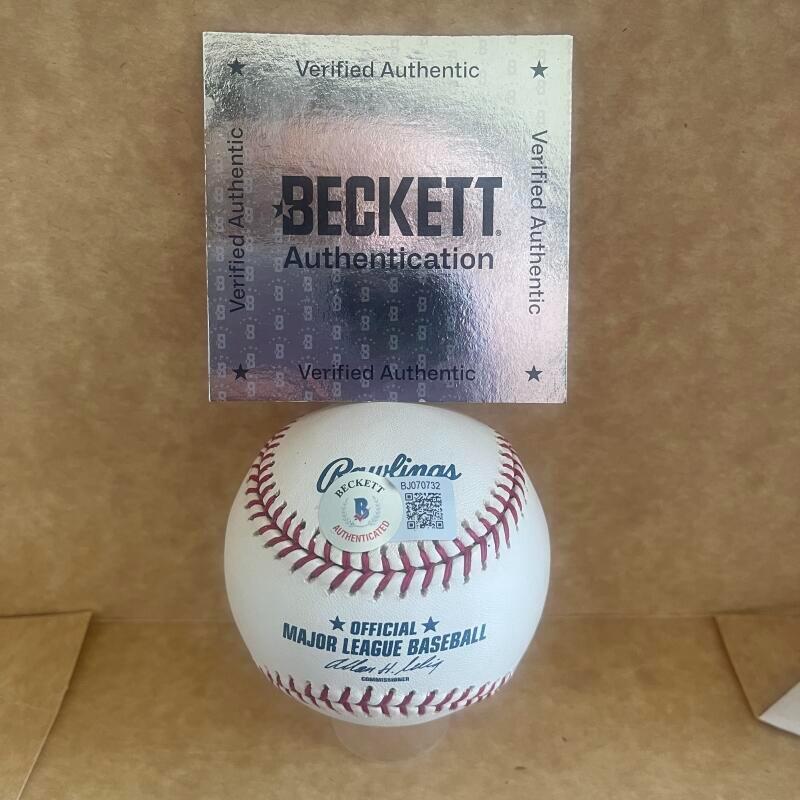 SERGIO MITRE CUBS/MARLINS SIGNED AUTOGRAPHED M.L. BASEBALL BECKETT AUTH