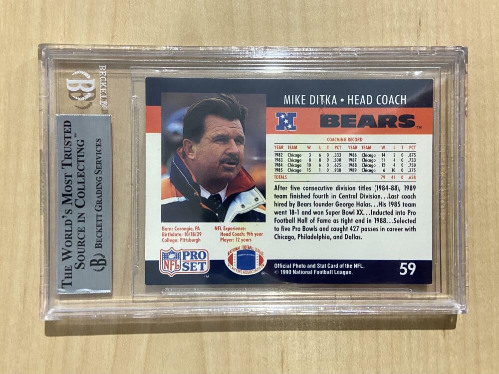 1990 FACT PRO SET CINCINNATI RARE MIKE DITKA SIGNED CARD BECKETT AUTHENTIC AUTO
