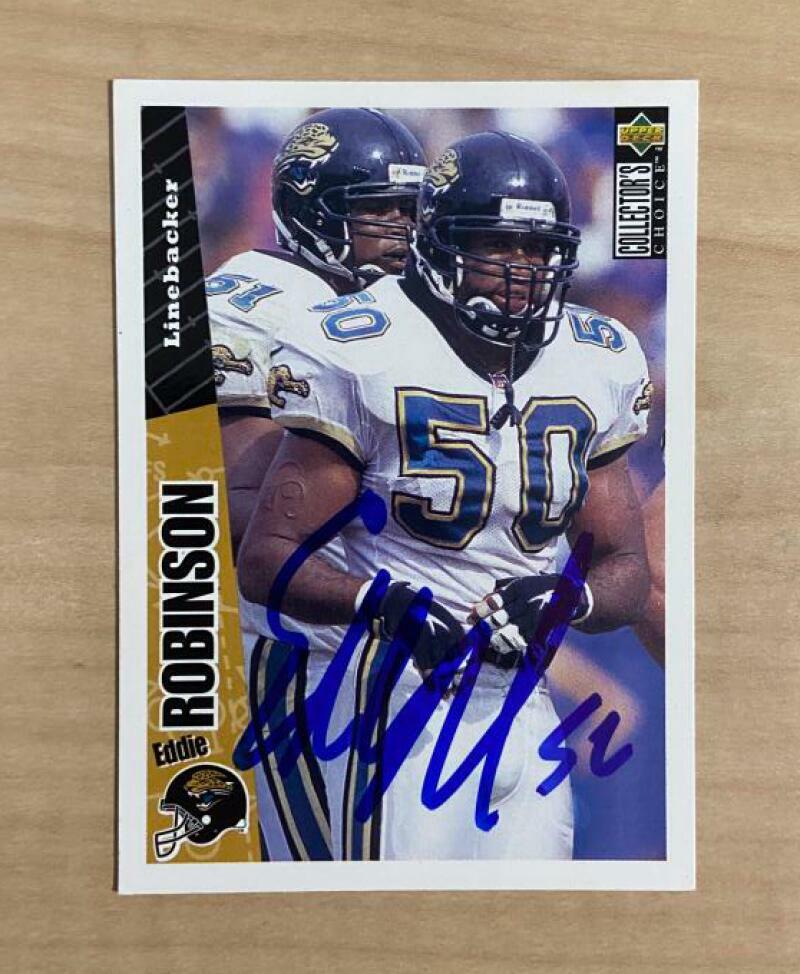 EDDIE ROBINSON JACKSONVILLE JAGUARS SIGNED 1996 UPPER DECK CARD #U142 W/COA