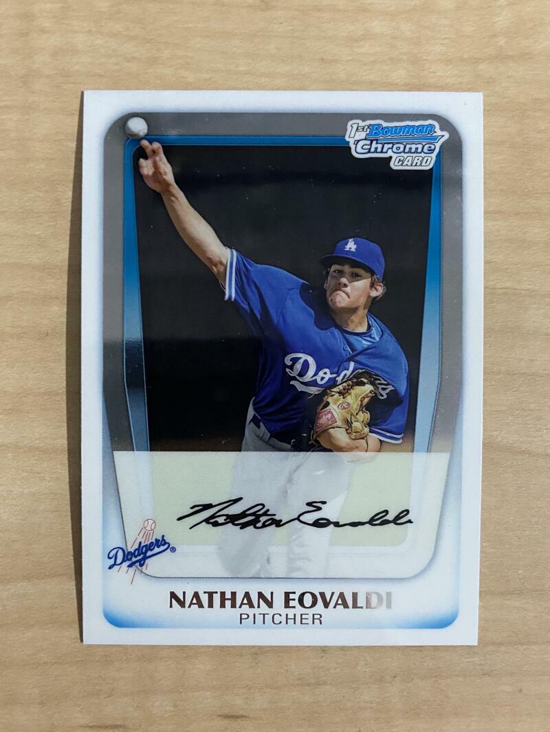 NATHAN EOVALDI LOS ANGELES DODGERS 2011 BOWMAN CHROME ROOKIE CARD #BCP165