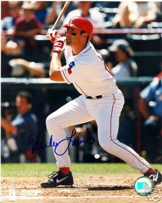 MIKE LAMB TEXAS RANGERS SIGNED 8X10 PHOTO W/COA