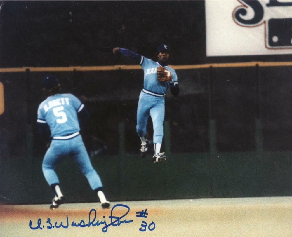U.L. WASHINGTON KANSAS CITY ROYALS SIGNED 8X10 PHOTO W/ COA