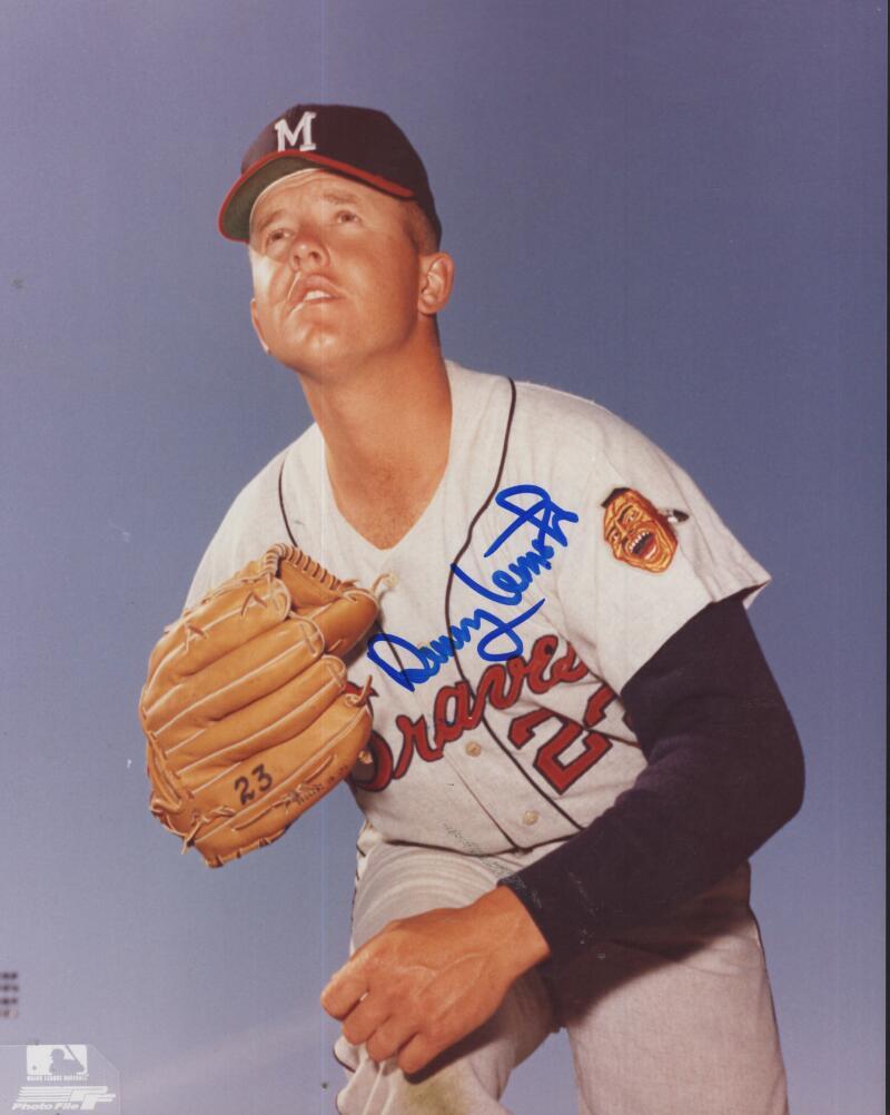 DENNY LEMASTER MILWAUKEE BRAVES SIGNED AUTOGRAPHED 8X10 PHOTO W/ COA