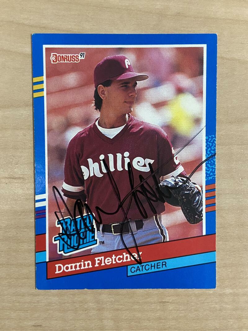DARRIN FLETCHER PHILADELPHIA PHILLIES SIGNED 1991 DONRUSS CARD #47 W/COA