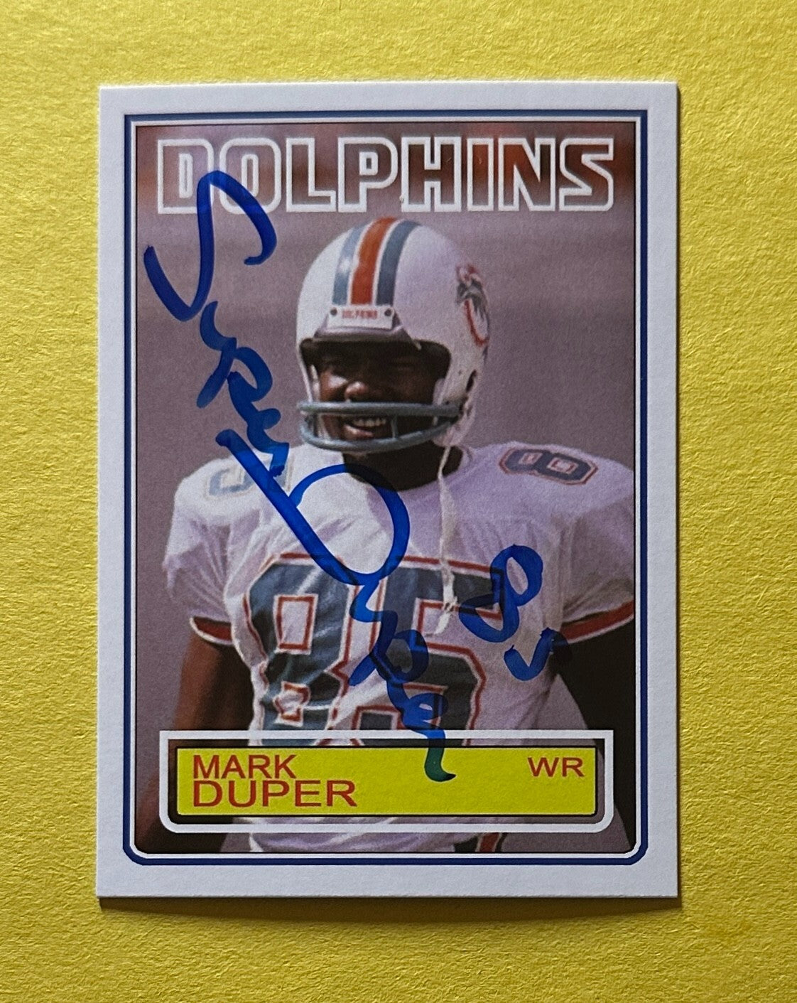 1983 CUSTOM PLAYER CARD MARK DUPER AUTOGRAPH COA #TT-85 DOLPHINS