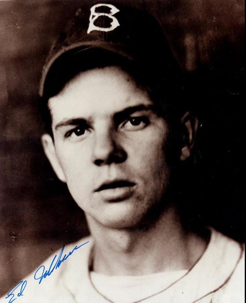 EDDIE MIKSIS BROOKLYN DODGERS DECEASED SIGNED AUTOGRAPHED 8X10 PHOTO W/COA