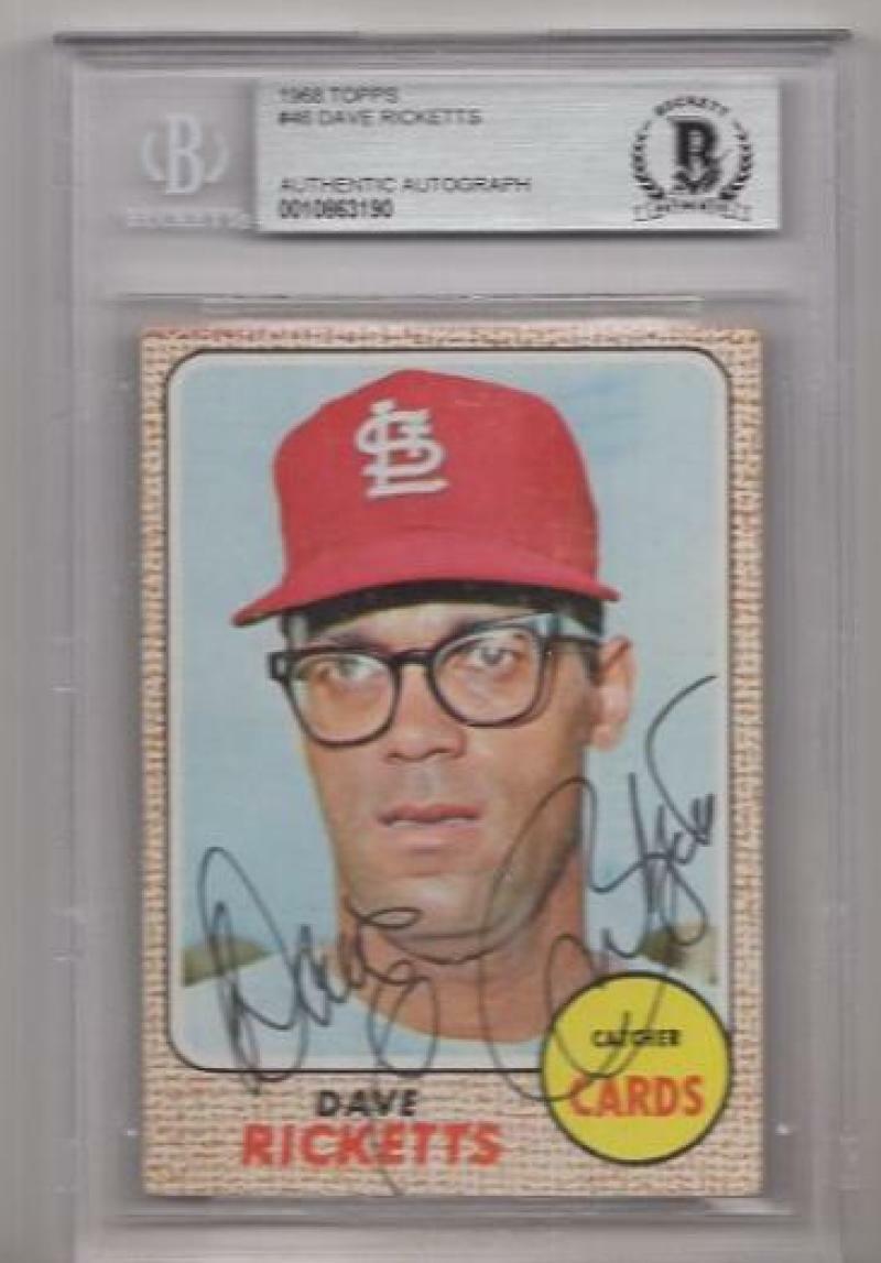 1968 TOPPS DAVE RICKETTS SIGNED CARD BECKETT AUTHENTIC AUTOGRAPH