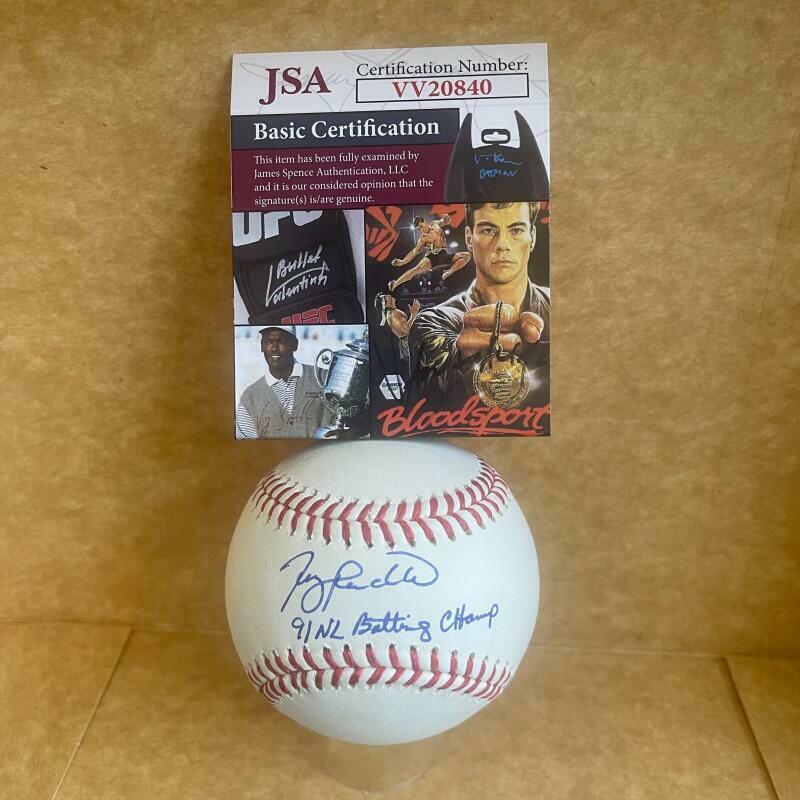 TERRY PENDLETON 91 NL BATTING CHAMP SIGNED AUTOGRAPHED M.L.BASEBALL JSA VV20840