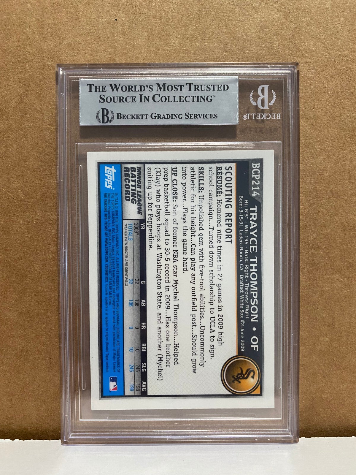 2010 BOWMAN CHROME PROSPECTS TRAYCE THOMPSON SIGNED AUTO #BCP214 CARD BECKETT