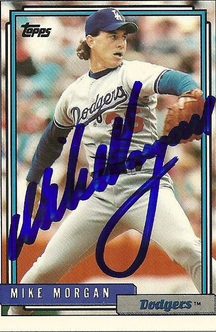 MIKE MORGAN LA DODGERS SIGNED AUTOGRAPHED 1992 TOPPS CARD #289 W/COA