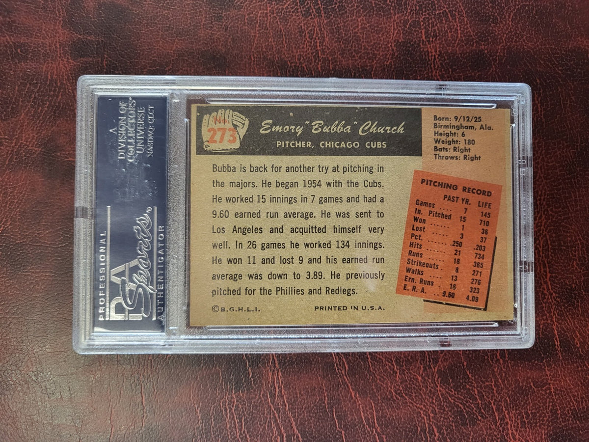 1955 BOWMAN EMORY BUBBA CHURCH CUBS BASEBALL CARD PSA 3 VG VINTAGE