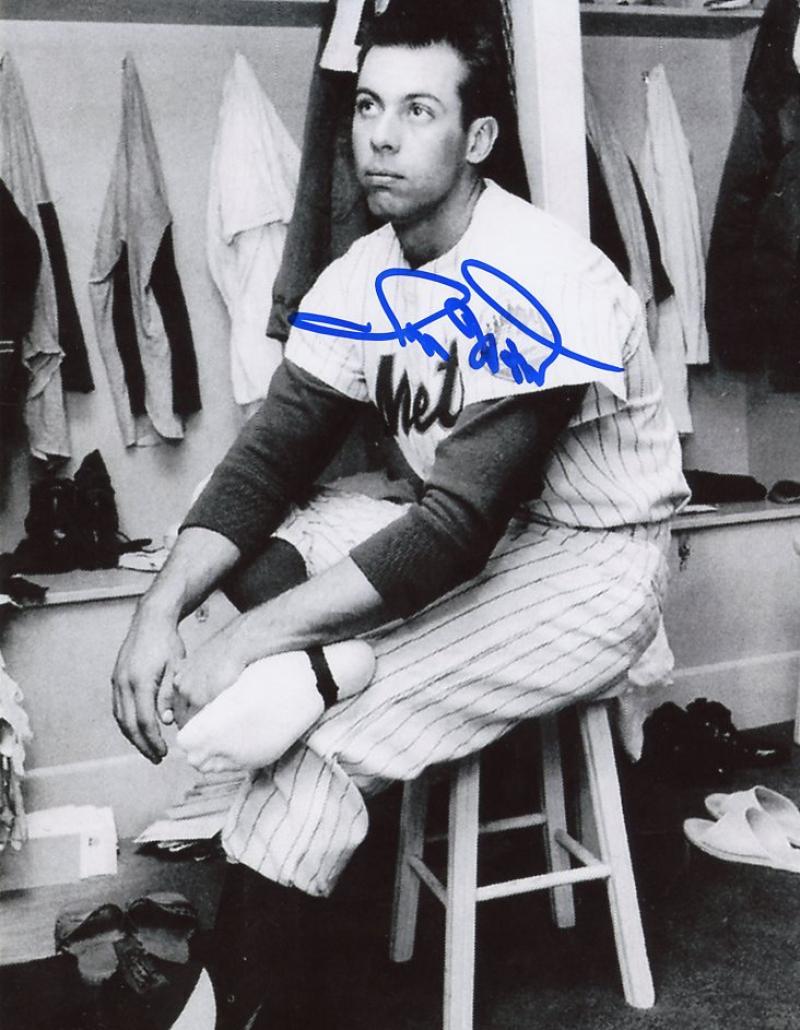 RON HUNT IN CLUBHOUSE NEW YORK METS SIGNED AUTOGRAPHED 8x10 PHOTO W/COA