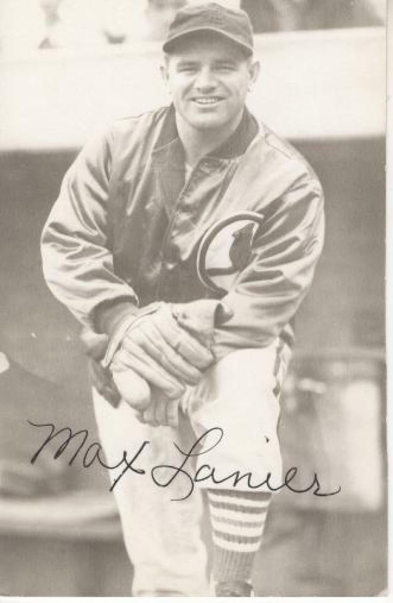 MAX LANIER ST. LOUIS CARDINALS SIGNED 4X6 POSTCARD W/ COA