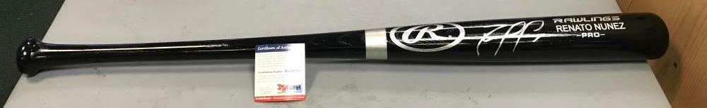 RENATO NUNEZ BALTIMORE ORIOLES SIGNED ENGRAVED BLACK RAWLINGS BAT PSA RG09994