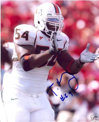 TERAZ MCCRAY MIAMI HURRICANES SIGNED 8X10 PHOTO W/COA