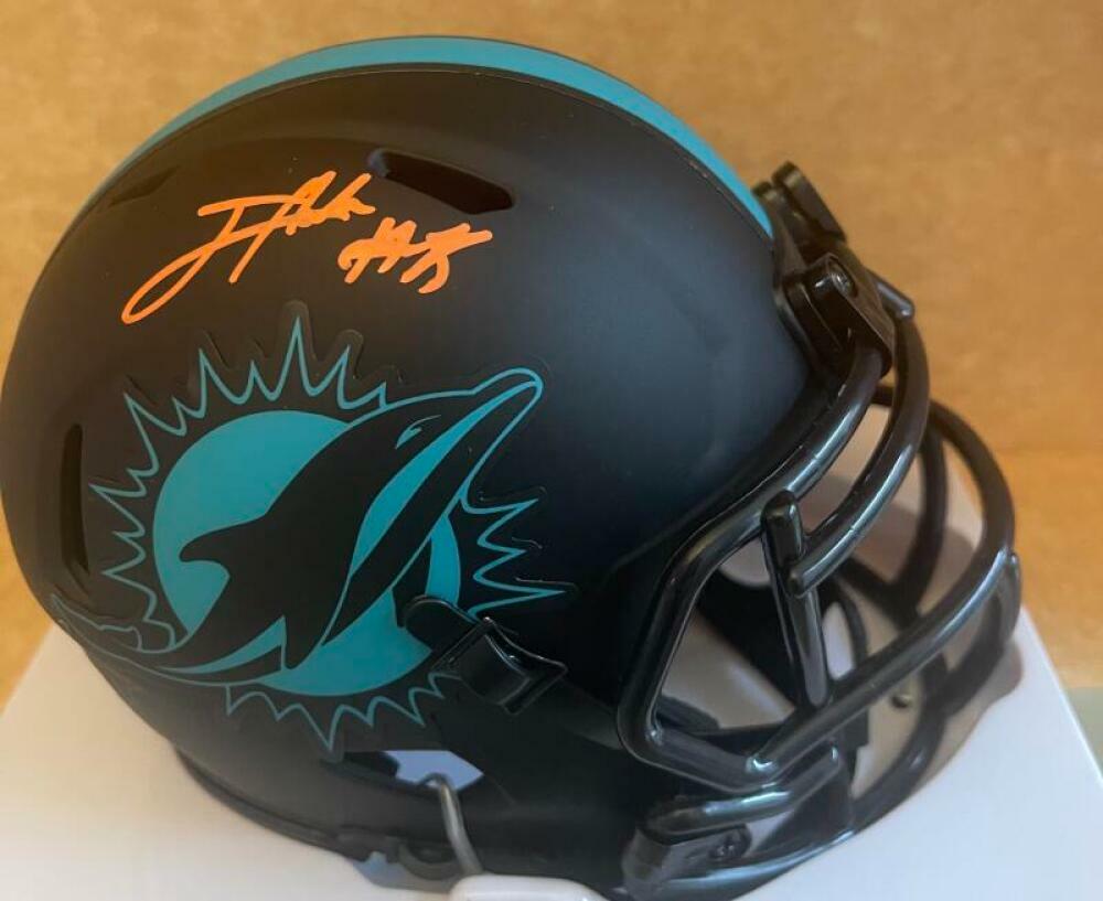 JEVON HOLLAND MIAMI DOLPHINS SIGNED ECLIPSE MINI HELMET SIGNATURE DEBUT JSA