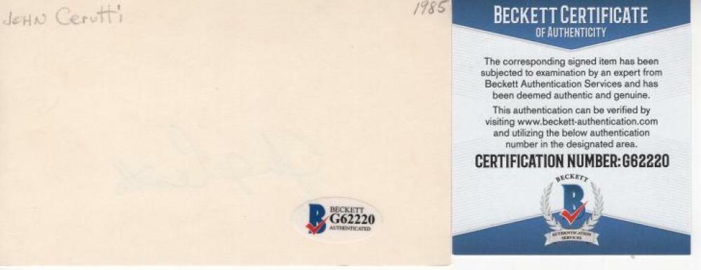 JOHN CERUTTI TORONTO BLUE JAYS DECEASED SIGNED 3X5 INDEX CARD BECKETT G62220